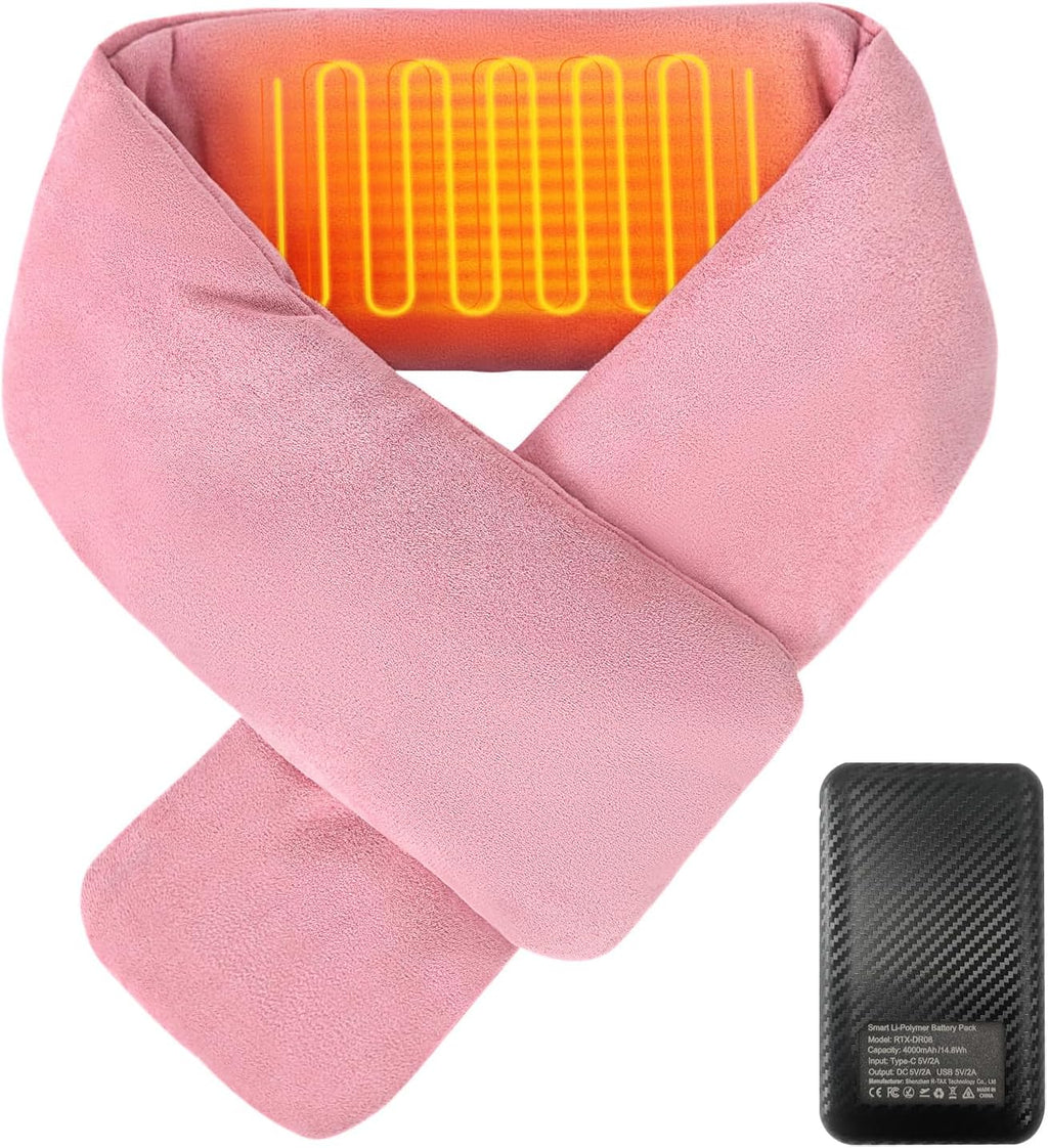 Heated Scarf for Women & Men - Rechargeable Electric Heating Scarf, 4000mAh Power Bank Included, Neck Warmer