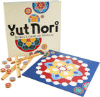 Yut Nori: Korea's Game of Seollal - Korean New Year Family Party Board Games - Greyboard (Mal Pan), Wood Sticks (YUT), Game Pieces (Mal), with Traditional and Bonus Rules - 2-4 Players, 30+ Min