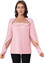 Deyeek Chemo Shirts for Port Access Women Long Sleeve Shoulder Post Surgery Shirt Dialysis Sweatshirts with Arm Zipper