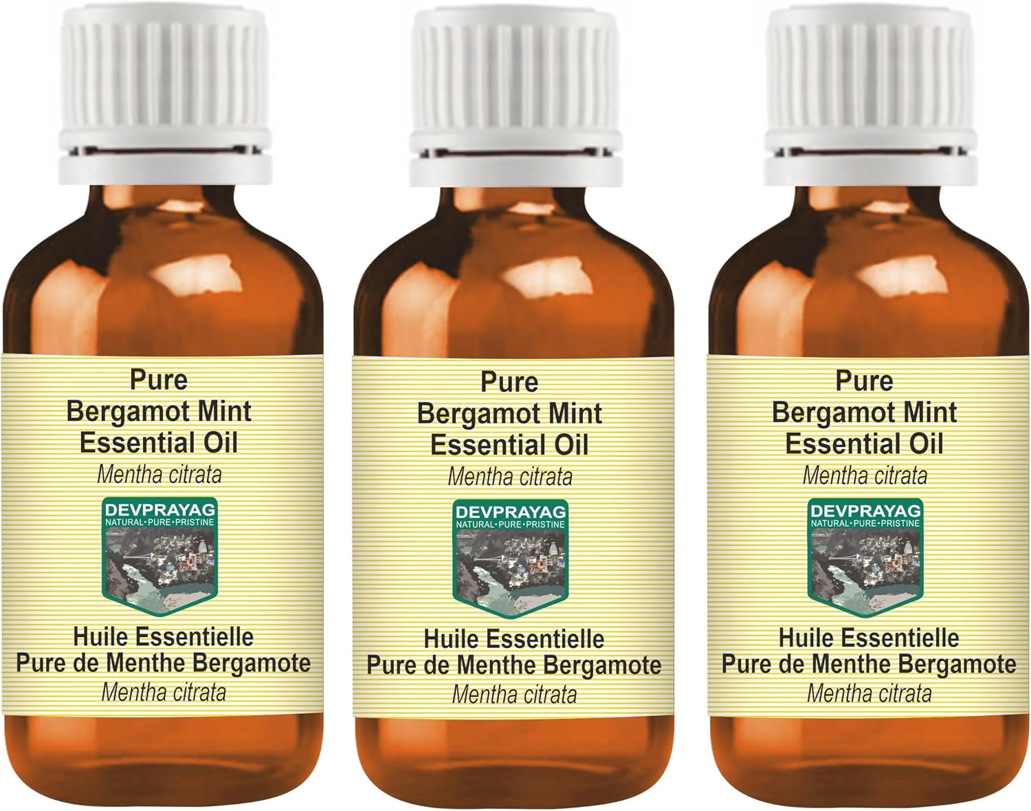 Pure Bergamot Mint Essential Oil (Mentha citrata) Steam Distilled (Pack of Three) 100ml X 3 (10 oz)
