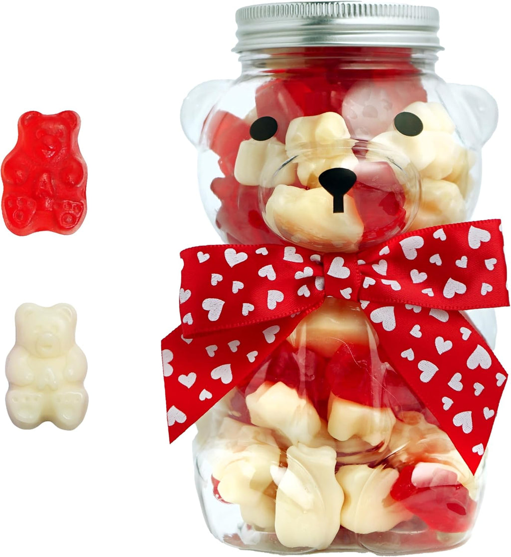 Bear Necessities Gummy Bears in Bear Jar - Cute Bow, Hand-Jarred Gummy Candy Gift - Sourced & Made in the USA, Fun Gift for Valentine's Day - Artisanal Candy Treats & Assorted Gummies - 1 Jar