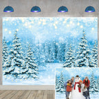 Winter Forest Backdrop North Pole Photography Background Winter Wonderland Snowflake Pine Tree Fairytale Forest Banner for Christmas Family Holiday Party Decoration Supplies (82x59 inch (7x5FT))