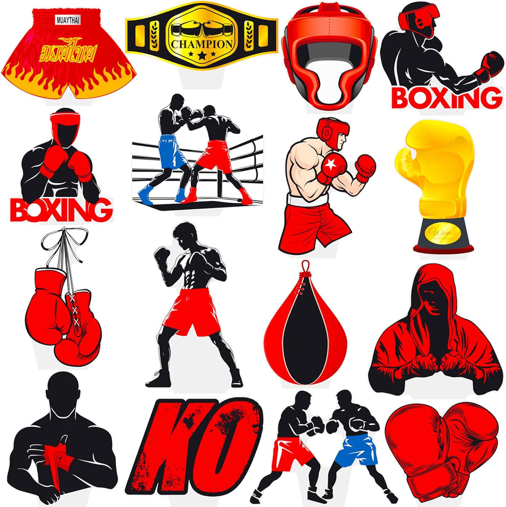 C L cooper life 48pcs Boxing Cupcake Toppers Boxing Birthday Party Decorations Red Boxing Cupcake Toppers decorations for Gloves Sports Boxing Party Fight Wrestler Baby Shower Supplies