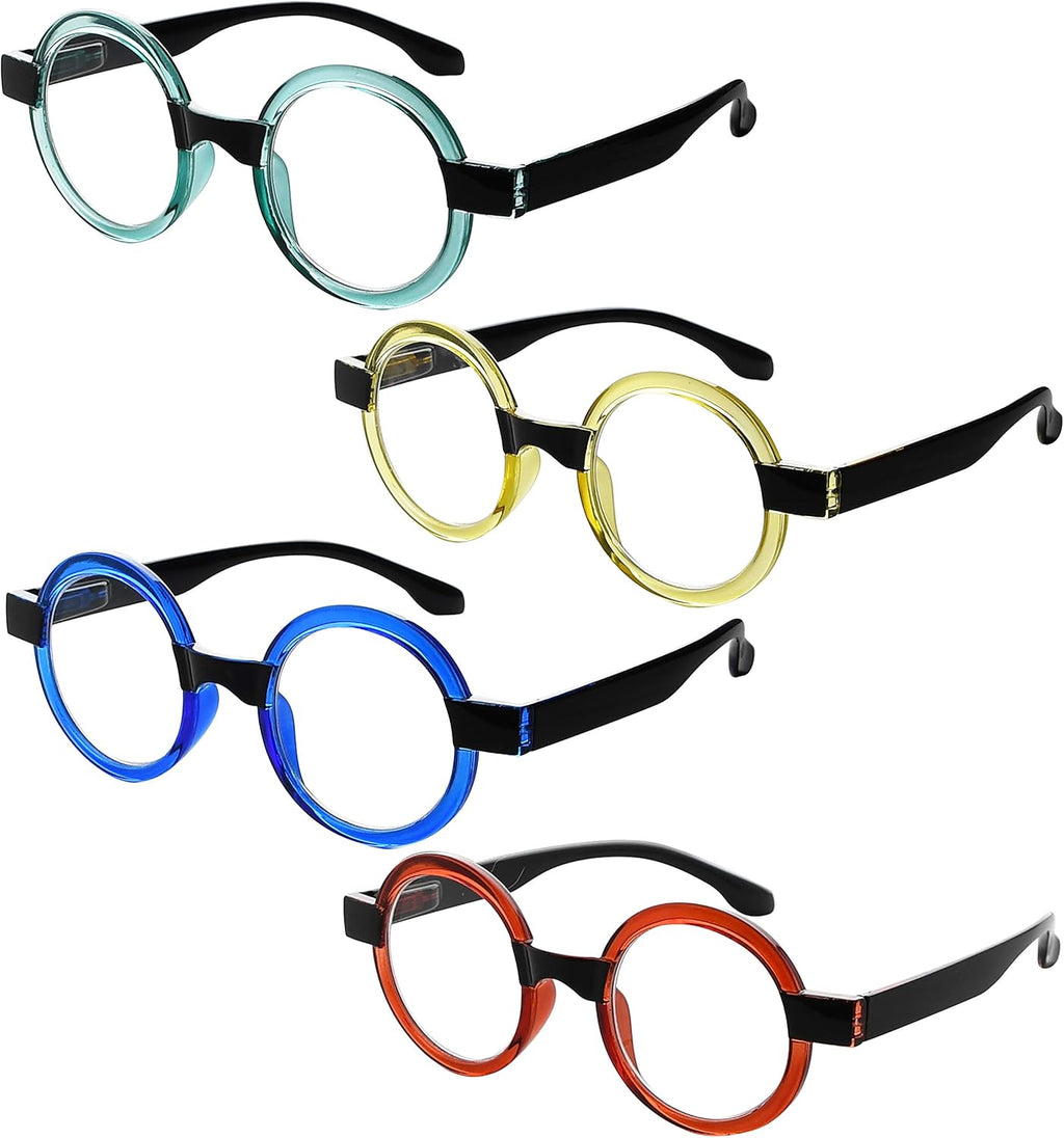Eyekepper 4 Pack Round Reading Glasses for Women Retro Readers Eyeglasses +1.25