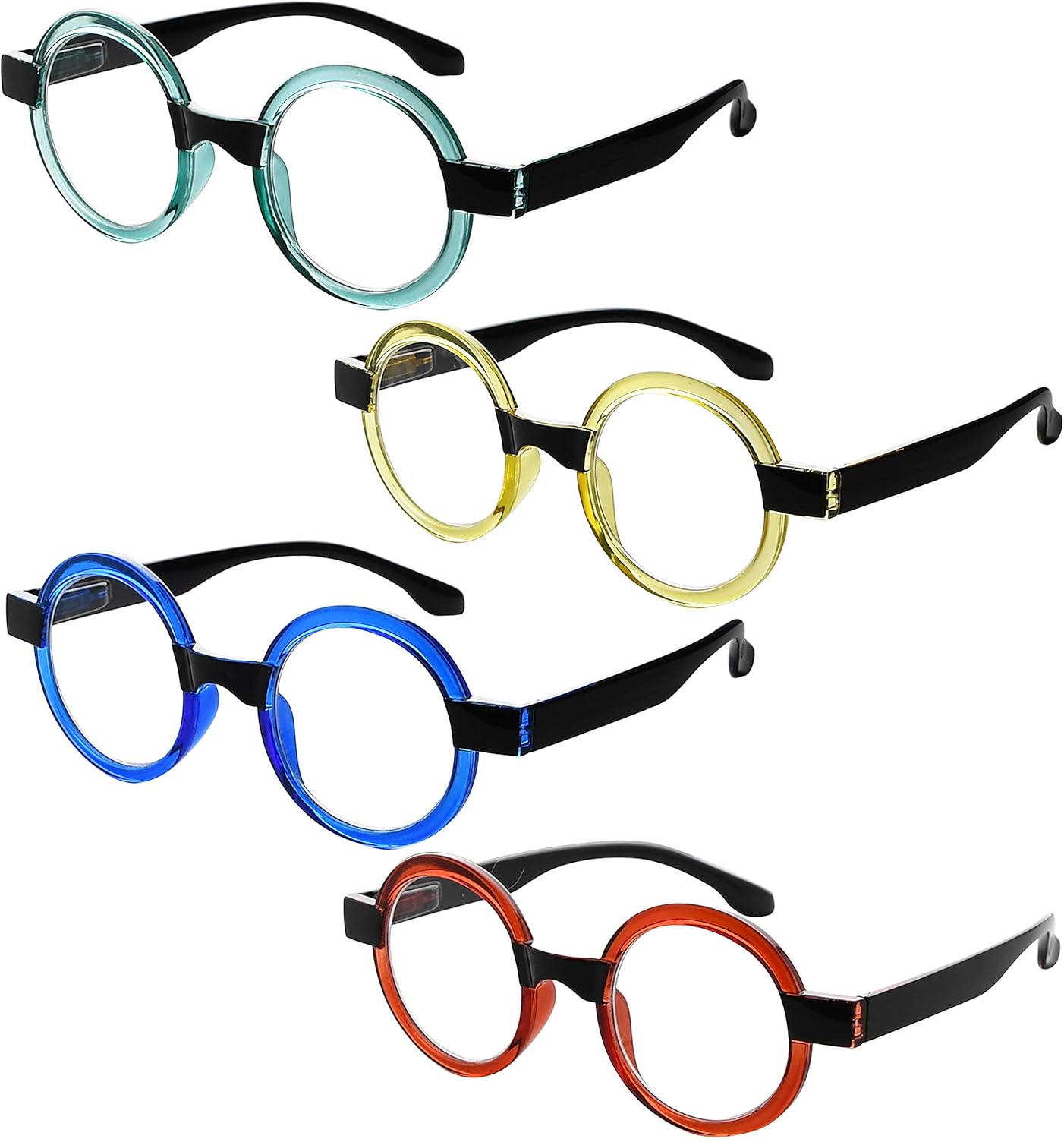 Eyekepper 4 Pack Round Reading Glasses for Women Retro Readers Eyeglasses +1.50