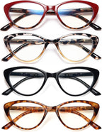 EYEURL 4-Pack Cat Eye Reading Glasses for Women Blue Light Blocking Computer Reading Glasses Anti-Glare Cat Eye Readers For Women,1.5