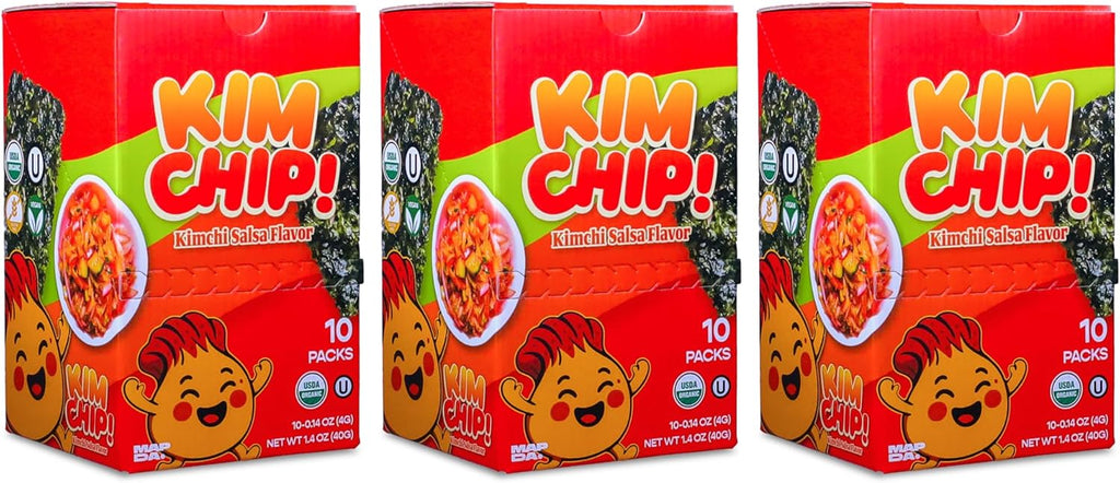 KIMCHIP (30-Pack) Spicy Kimchi Salsa Seaweed Snack – organic, vegan, gluten-free, low-calorie nori chips