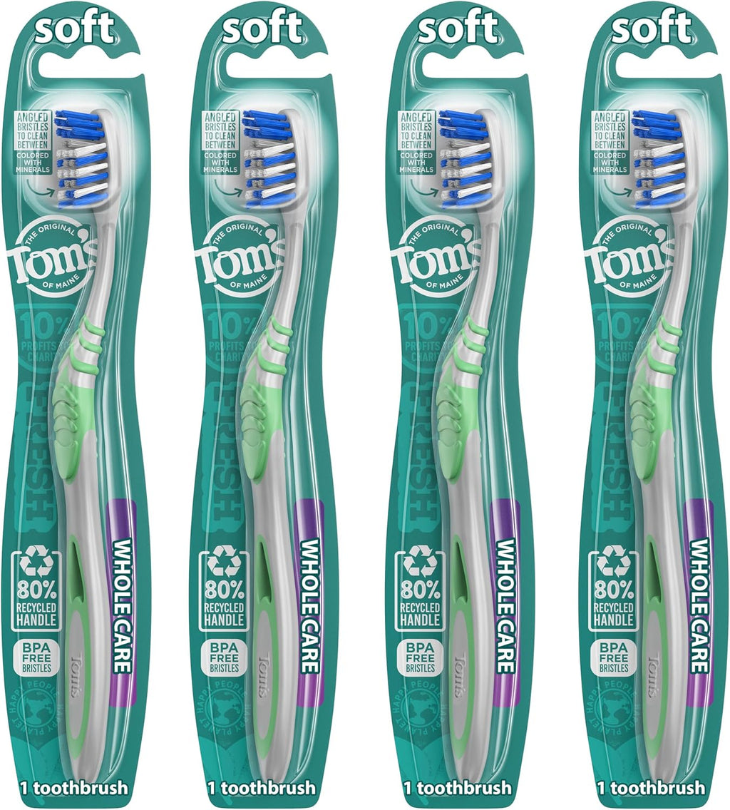 Tom's of Maine Whole Care Toothbrush, Soft, 4-Pack