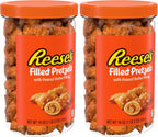 Reese's Filled Pretzels,Peanut Butter Pretzel Nuggets,Crunchy,Ready to Eat,Sweet and Salty Snack,18oz Jar,(Pack of 2)