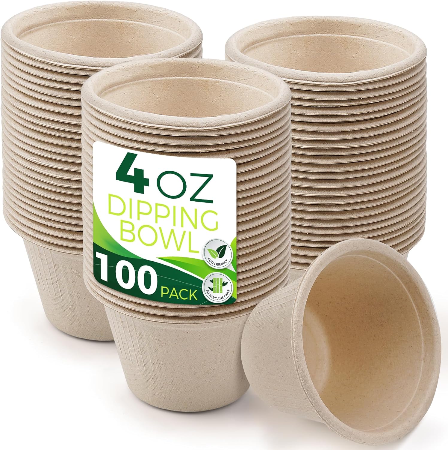 4oz Disposable Paper Cups [100-Pack], Sturdy Small/Mini Paper Cups/bowls, Perfect for Dip Sauce, Tasting and Snacks, 100% Compostable Sample Cups