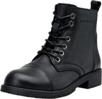 Vepose Women's 910 Ankle Boots Lace up, Flat Fashion Combat Booties Low Heel