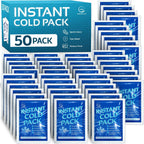 50 Pack Instant Ice Cold Pack (6” x 4.5”) - Disposable Instant Ice Packs for Injuries | Cold Compress Ice Pack for Pain Relief