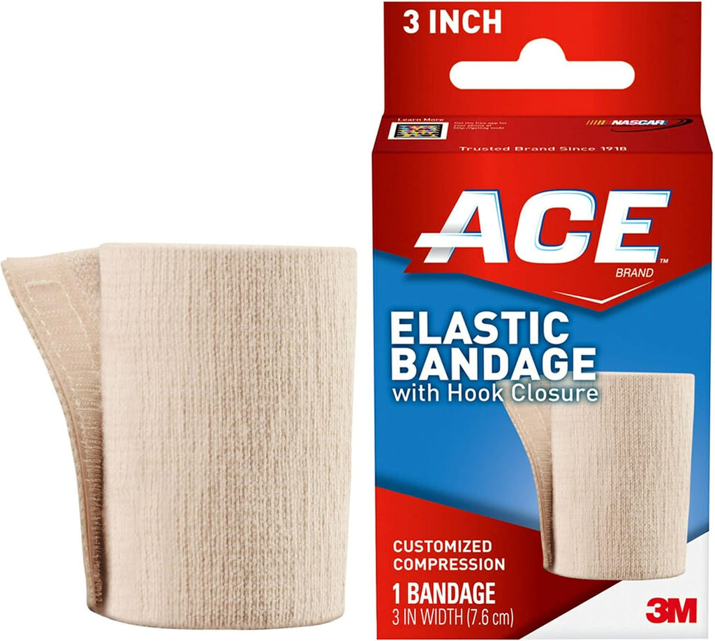 ACE Brand 3 inch Elastic Bandage with Hook Closure, 2-Pack, Great for Elbow, Ankle, Knee & More, Provide Support to Weak, Sore Muscles & Joint, Soft Elastic Material, Quality Design (207603-SIOC)