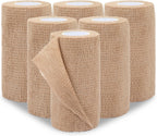 BEVTEE Self Adhesive Bandage Wrap 6 Pack, 4" X 5 Yards Elastic Coban Wrap, Compression Non-Woven Sports Athletic Tape for Wrist, Ankle, Hand, Leg, Swelling, Vet, Grip Tape