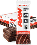 RAW Nutrition Protein Bars, Double Chocolate Fudge, 20g Whey Protein, Low Sugar, Better-for-You Candy Bars, Gluten Free Chocolate Protein Snack for Muscle Recovery & Gym Fuel, 12 Count