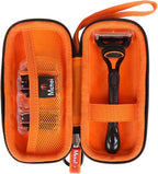 Mchoi Hard Carrying Case Fits for Gillette Fusion5 Men’s Razor & Proglide Shield Men's Razor, Case Only (Black, Orange)