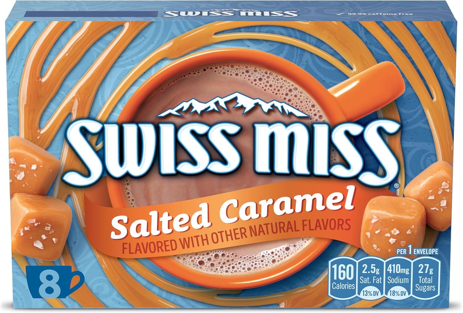 Swiss Miss Salted Caramel Flavored Hot Cocoa Mix, Hot Cocoa Bar Supplies, 1.38 oz., 8-Count Envelopes