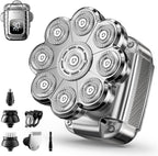 9D Head Shavers for Bald Men, 5 in 1 Detachable Head Shaver with LED Display, IPX7 Waterproof Wet Dry Rechargeable Electric Shavers for Men Grooming Kit for Home & Travel