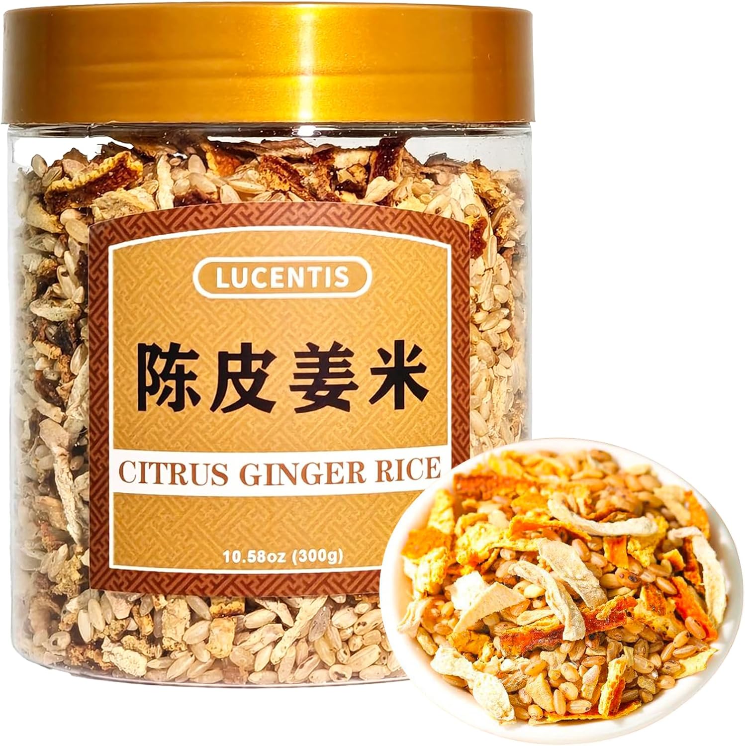Tangerine Peel & Ginger Rice Tea 300g (10.58oz) – Chenpi Jiangmi Cha, Traditional Chinese Herbal Grain Tea, 陈皮姜米茶