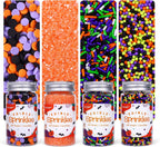 Halloween Sprinkles Set, Edible Sprinkles for Cake Decorating, Orange Sanding Sugar Jimmies Sprinkles Mix for Cupcake Toppers Cookies Baking(7.04 Oz)