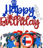 4th of July Happy Birthday Cake Topper, Patriotic Happy Birthday Cake Decor, America Independence Day Theme Birthday Party Decorations Supplies