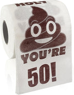 50th Birthday Decorations for Men Women, 50 Year Old Gifts Ideas for Him Her, Funny Prank Toilet Paper Roll, You're 50 Printed Bathroom Toilet Themed Table Decor, Cheers to 50 Bday Party Supplies