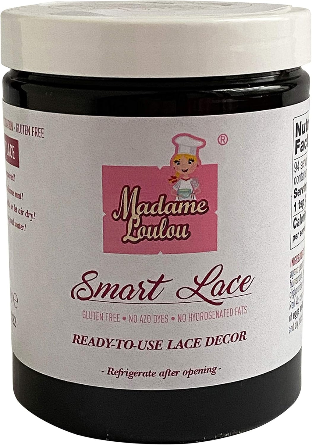 Madame Loulou Smart Lace 10oz Ready-to-use, edible cake lace - 284g (Black)