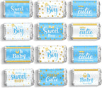 Clabby Baby Shower Candy Wrappers, Mini Candy Bar Miniatures Wrappers Chocolate Bar Label Stickers for Boys Girls Kids Baby Shower Decor (No Candy) (blue Boy Style,180 Pieces)