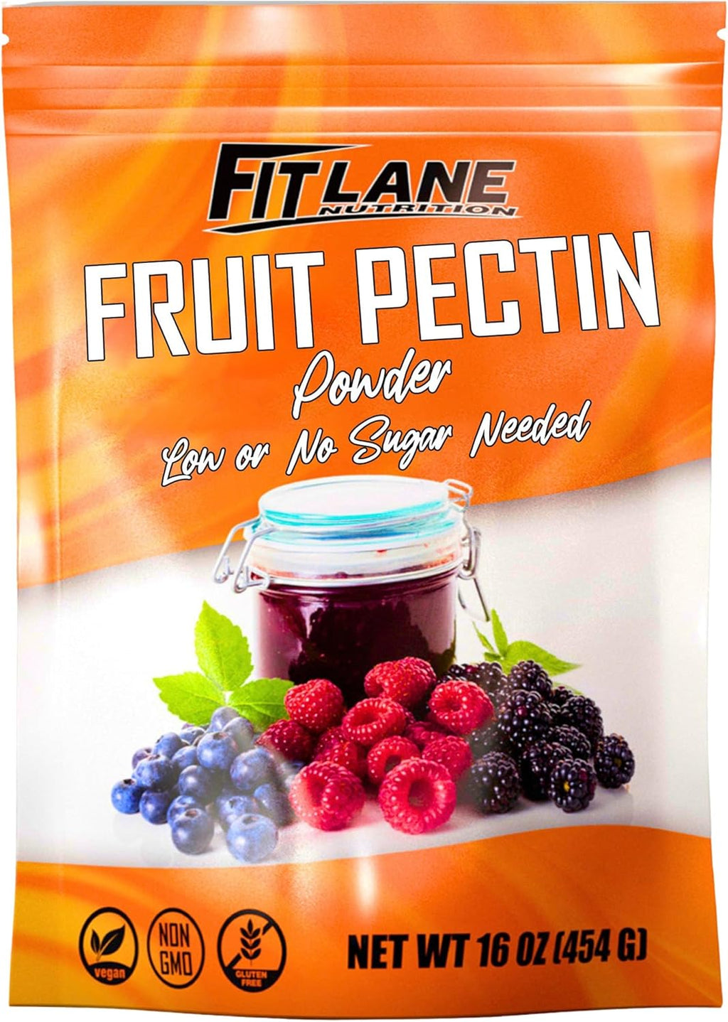 Low Sugar Pectin for Canning Jam and Jellies - Natural, Vegan and NON-GMO - Premium Bulk Ingredient for Jam - 1 lb (16 oz) Value Size Bag by Fit Lane Nutrition
