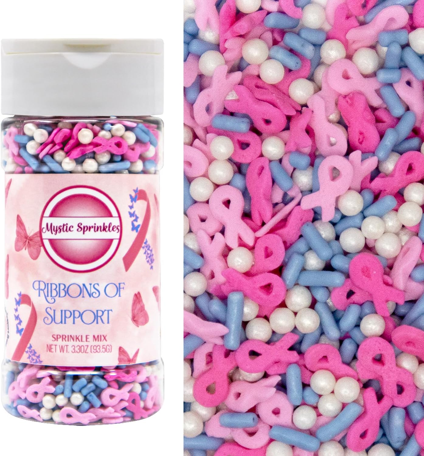 Mystic Sprinkles Fight Breast Cancer Collection Sprinkle Mixes (Ribbons of Support Sprinkle Mix 3.3oz)