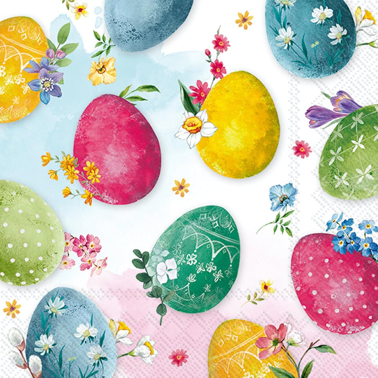 IHR Ideal Home Range Cocktail Napkins Disposable 3-Ply Paper Party Napkin Pack, 5" x 5", Eggs Painting, 20-Count