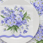 Pretty Laciness Floral Paper Napkins 6.5x6.5 inch 2-Ply Decorative Party Napkins Disposable Dining Decoupage Napkins (Purple)