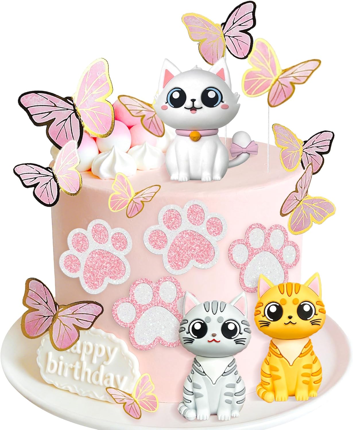 LaVenty Cat Cake Topper Kitty Cake Topper Decorations for Cat Themed Birthday Party Cute Meow Birthday Party Girl Baby Shower Party Decoration
