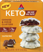 Atkins Keto Cookies & Crème Clusters, Gluten Free, High Fiber, Low Carb, Keto Friendly, 8 Count