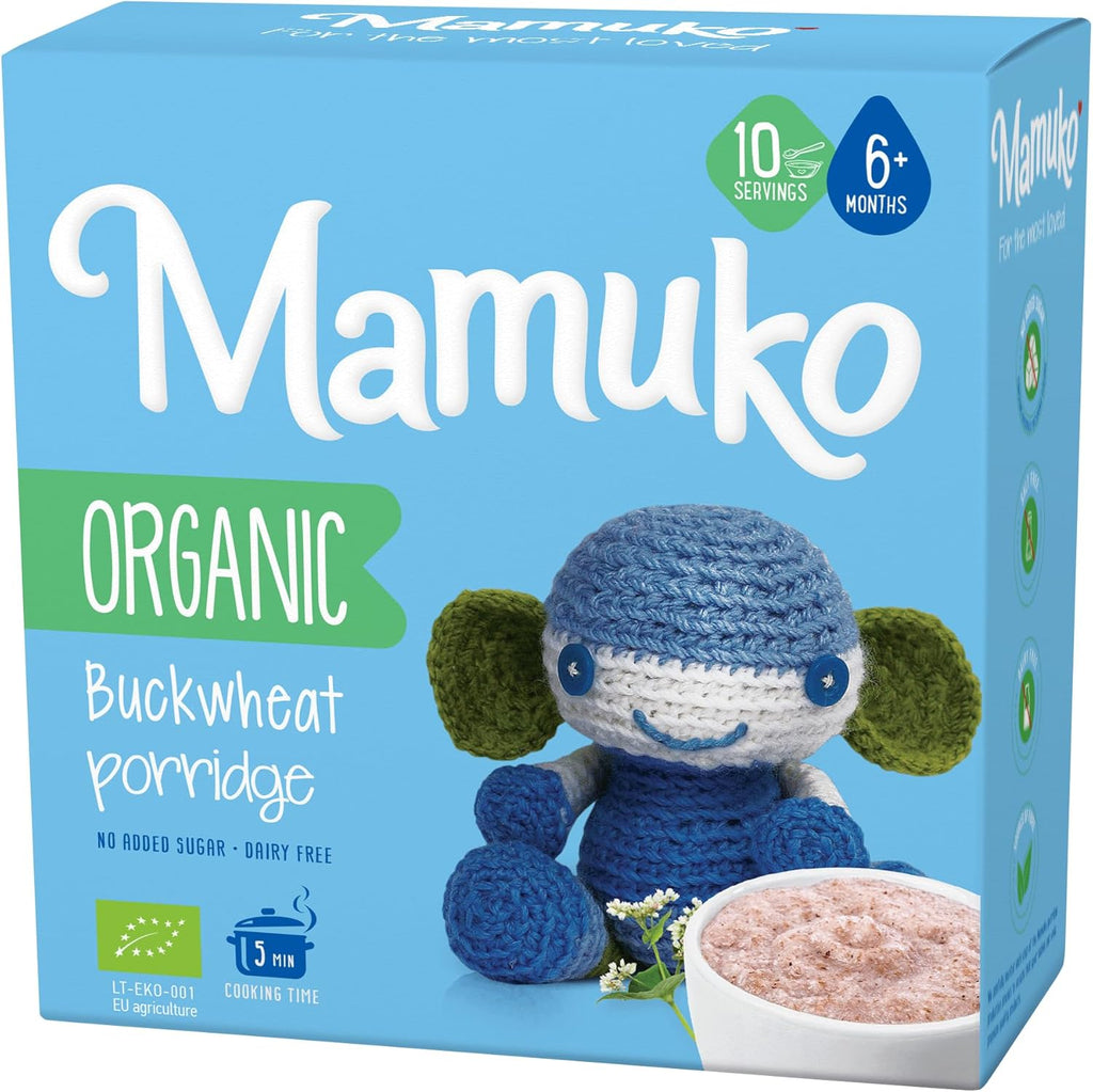 MAMUKO Baby Porridge - Buckwheat Porridge with GMO-Free - Organic Porridge for Healthy Growth & Development - Vegan Porridge Ideal for Babies 6-9 Months - (200g & 10 Servings)