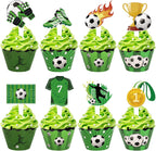 48 Pack Soccer Cupcake Toppers and Wrappers, Soccer Ball Party Cake Decoration for Sport Theme Birthday Party Baby Shower Supplies