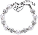 Vinjewelry First Communion Bracelet Girls Charm Baptism Gift Handmade Jewelry Gift for Girls