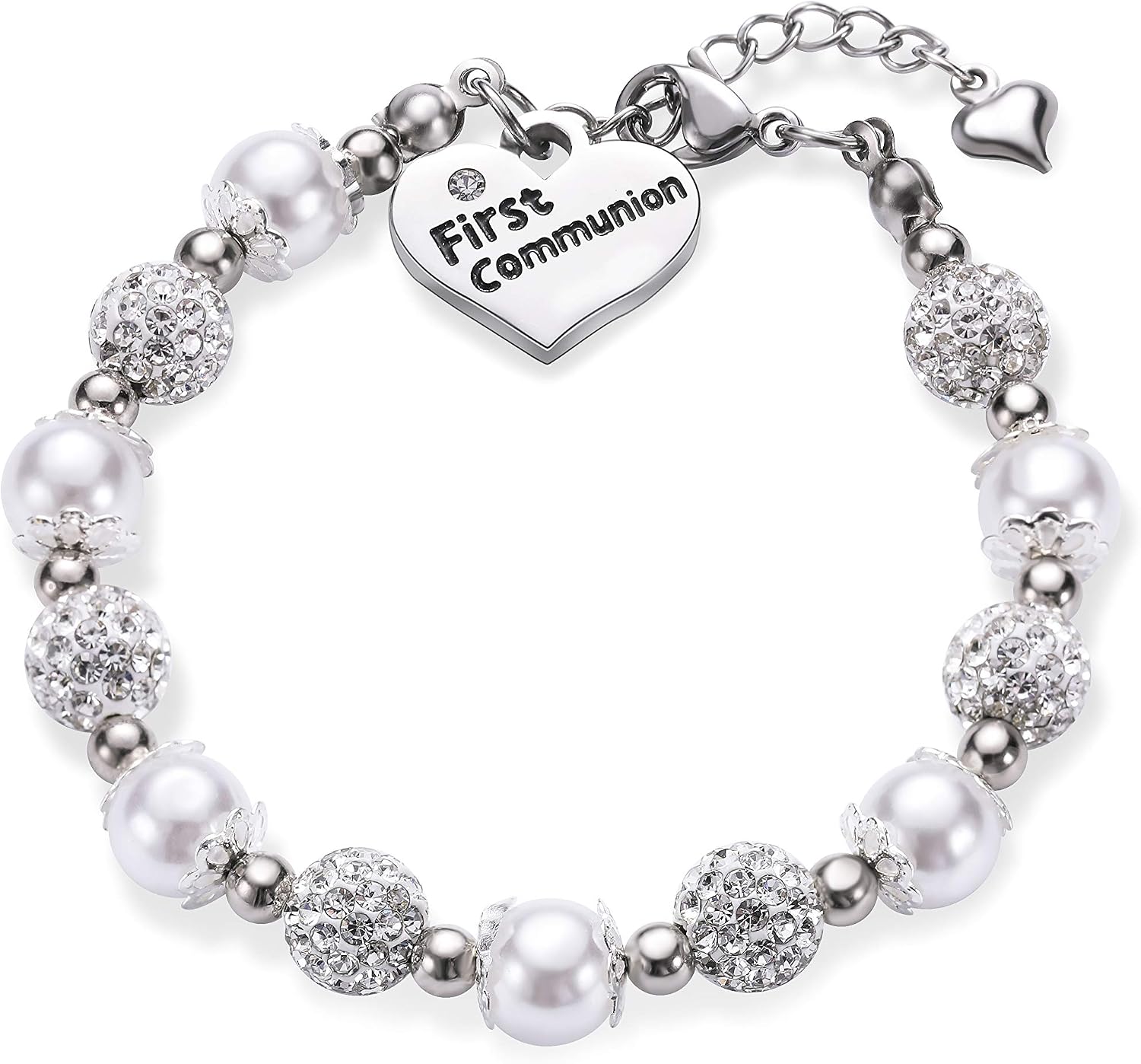 Vinjewelry First Communion Bracelet Girls Charm Baptism Gift Handmade Jewelry Gift for Girls