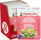 Chicken of the Sea Alaskan Pink Salmon in Spring Water, 2.5 Ounce Packets (Box of 12), Wild Caught, Skinless & Boneless