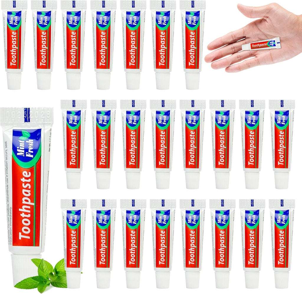 50 Tubes Travel Size Toothpaste in Bulk, Mini Small Toothpaste Mint Flavor Toothpastes for Guests Homeless Hotel Charity Toiletries Camping, 0.176oz/5g