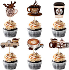 Ercadio 30 Pack Coffee Bar Cupcake Toppers Picks for Coffee Theme Party Decor