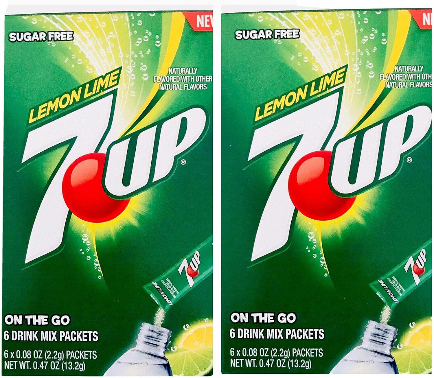 7/ UP SUGAR FREE LEMONLIME ON THE GO 6 DRINK MIX PACKETS ( 2 BOXES )