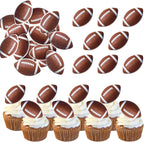 60 Pack Edible Rugby Ball Cupcake Toppers Wafer Paper Sports Balls Cupcake Picks Decoration for Rugby Sports Ball Theme Baby Shower Boys Girls Birthday Party Cake Decorations Supplies