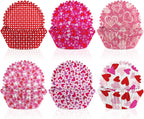 600Pcs Valentine’s Day Cupcake Liners Red Pink Purple Heart Paper Baking Cups Standard Size Wrappers Muffin Case Trays Baking Wraps for Holiday Decorations Party Supplies Table Decor