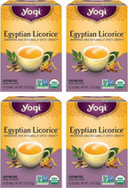 Yogi Tea Egyptian Licorice Tea - 16 Tea Bags per Pack (4 Packs) - Organic Licorice Tea Bags - Includes Licorice Root, Cinnamon Bark, Orange Peel, Ginger Root, Cardamom Pod & More