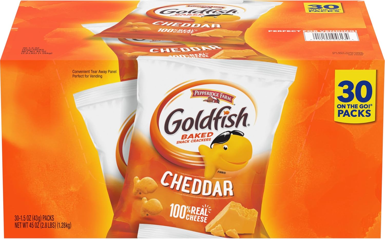 Goldfish Cheddar Crackers, 1.5 oz. Snack Packs, 30 Count
