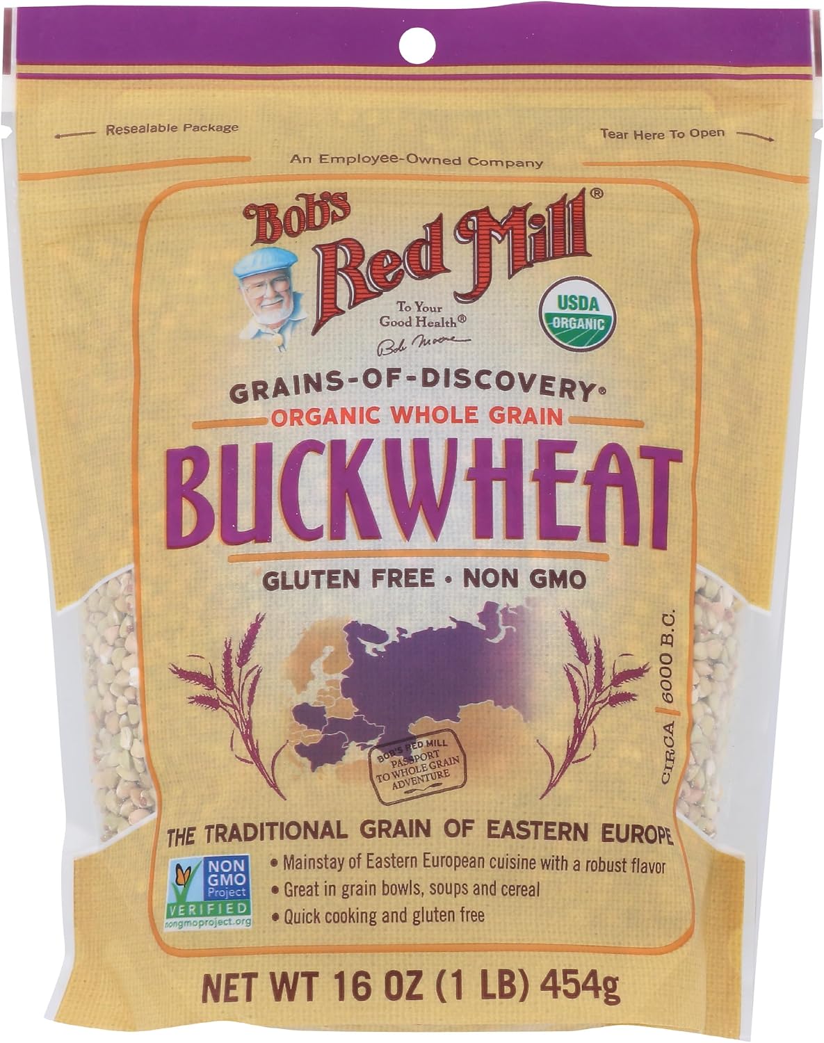Bob's Red Mill Organic Gluten Free Buckwheat Groats, 16oz (Pack of 1) - Non GMO, Whole Grain, Vegan, Kosher