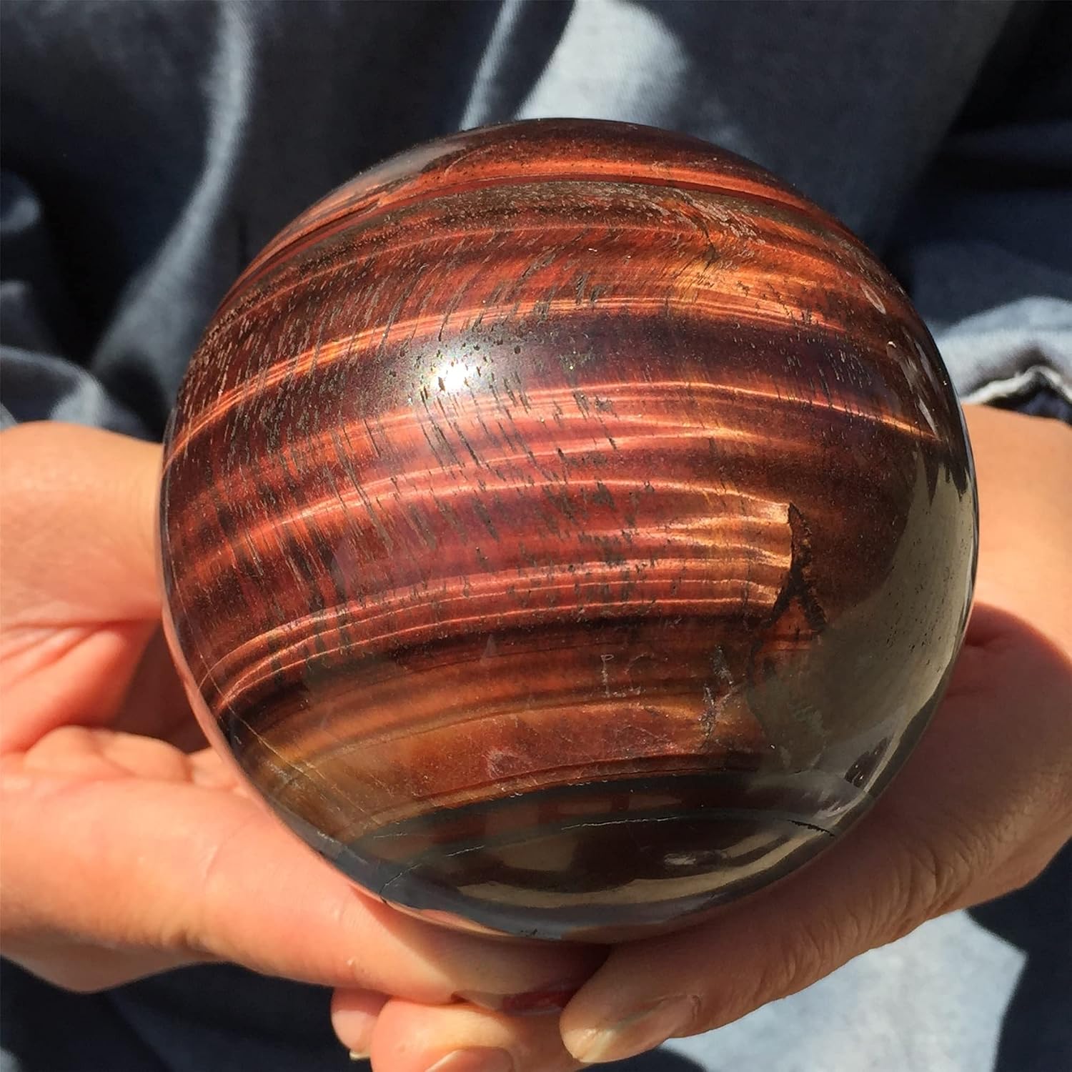 Quartz Decoration Natural Red Tiger Eye Ball Quartz Crystals Healing Stone Crystal Sphere (Size : 6-7CM)