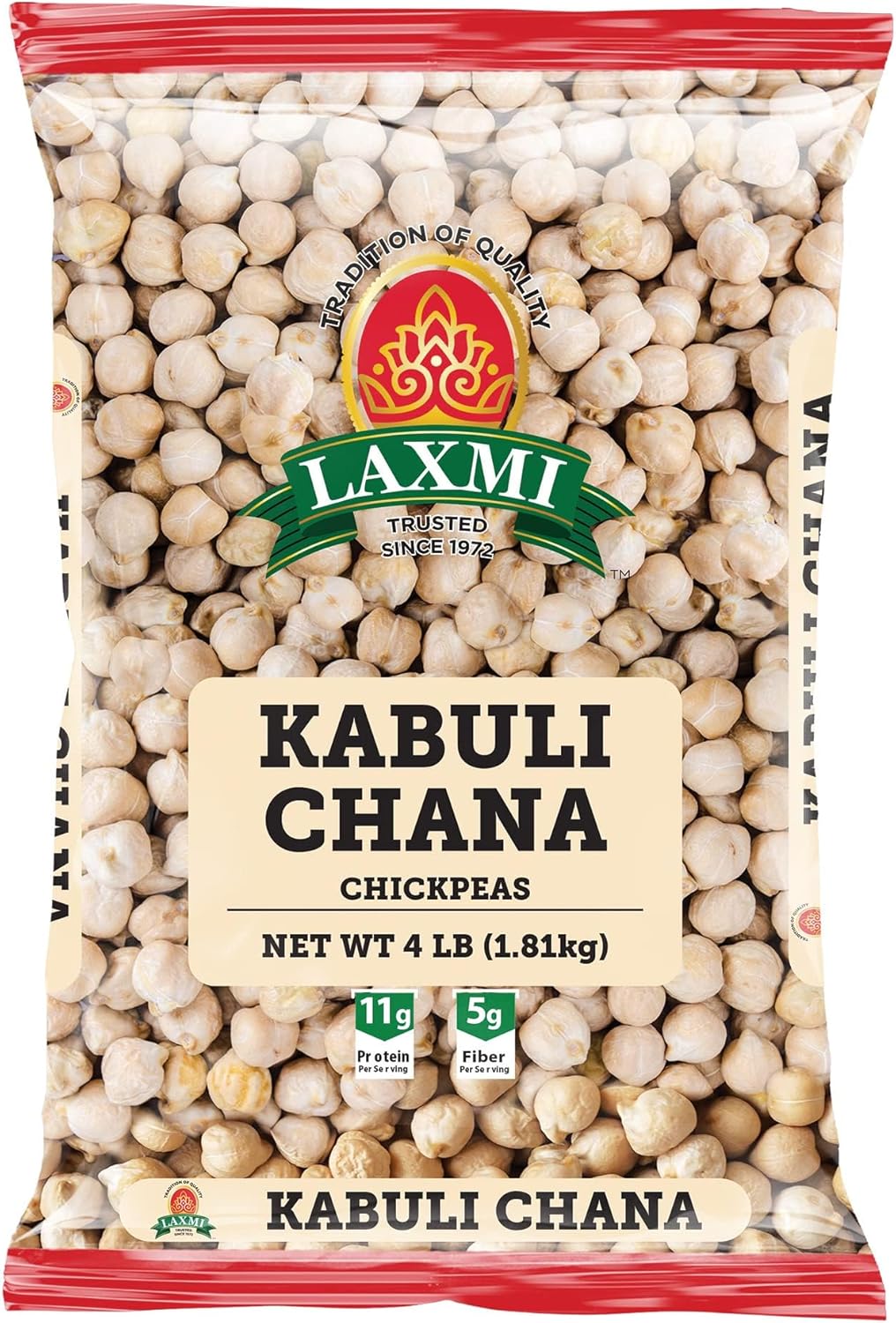Laxmi Kabuli Chana White Chickpeas - Whole Chana, 4 Pound Bag