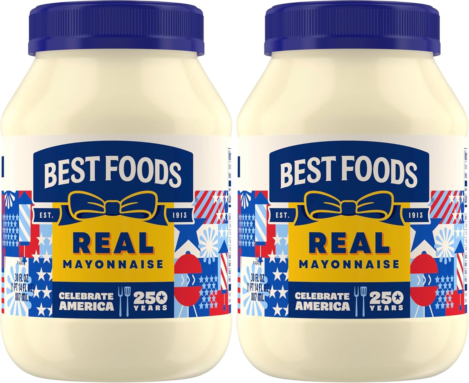 Best Foods Real Mayonnaise Mayo Jar For A Creamy Sandwich Spread or Condiment Gluten-Free, Made With 100% Cage-Free Eggs 30 oz (Pack of 2)